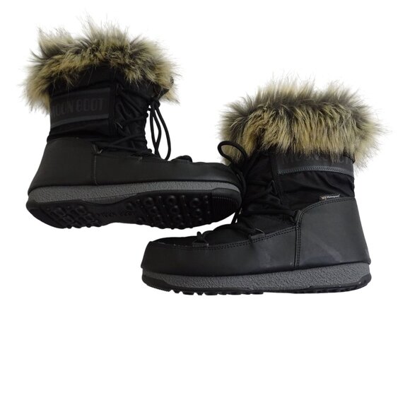 Moon Boot Waterproof Winter Ski Snow Boots With Faux Fur Trim Women Size 7 - Picture 5 of 14